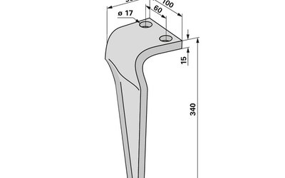 Nůž rotačních bran pravý, 340 x 15 mm, ø otvoruabstand 60 mm Maschio - 