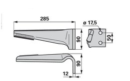 Nůž rotačních bran pravý, s karbidem Maschio 27100209H