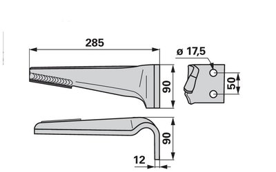 Nůž rotačních bran pravý, s karbidem Maschio 27100209H - 