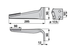 Nůž rotačních bran levý, s karbidem Maschio 27100210H