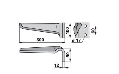 Nůž rotačních bran pravý Maschio 36100210 - 