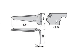 Nůž rotačních bran pravý Maschio 36100366