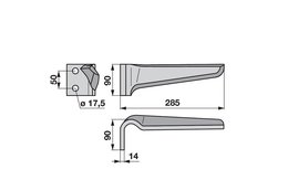 Nůž rotačních bran levý Maschio 38100223