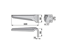 Nůž rotačních bran pravý Muratori 90x15x320