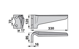 Nůž rotačních bran levý Niemeyer 034825