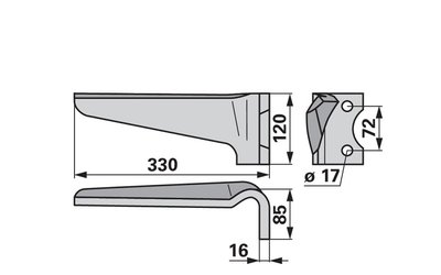 Nůž rotačních bran pravý Niemeyer 034826 - 