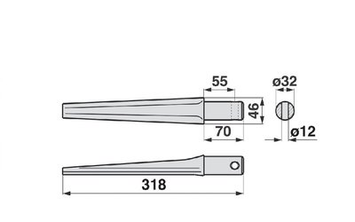 Nůž rotačních bran rovný Pegoraro 001430-01 - 