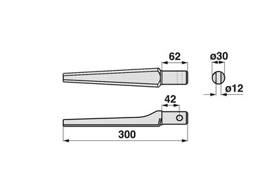 Nůž rotačních bran rovný Pegoraro 003981-01 - 