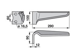  Nůž rotačních bran levý Pegoraro 007862