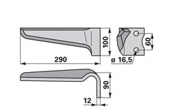  Nůž rotačních bran pravý Pegoraro 007863