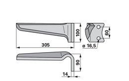 Nůž rotačních bran pravý Pegoraro 007869
