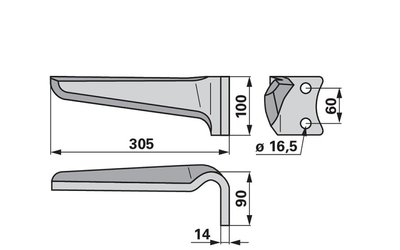 Nůž rotačních bran pravý Pegoraro 007869 - 