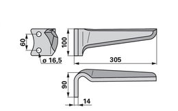 Nůž rotačních bran levý Pegoraro 007870