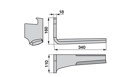 Nůž rotačních bran levý Pöttinger 873.40.120.0 - 