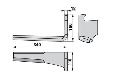 Nůž rotačních bran pravý Pöttinger 873.40.125.0 - 