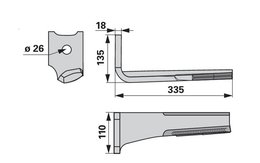 Nůž rotačních bran levý, s karbidem Pöttinger 873.40.220.0