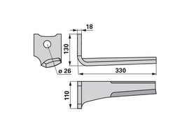 Nůž rotačních bran levý Pöttinger 873.40.220.0