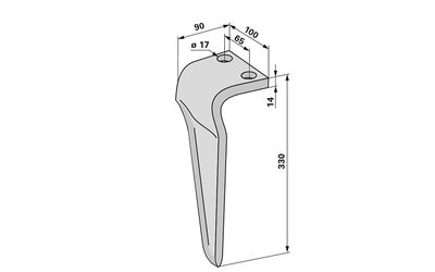  Nůž rotačních bran pravý, 100 x 14 x 330 mm Frandent - 