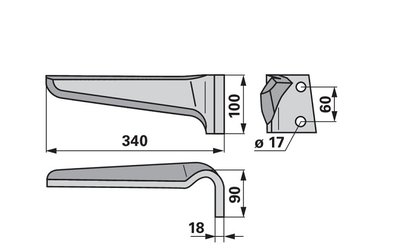 Nůž rotačních bran pravý Regent EB8300013 - 