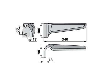 Nůž rotačních bran levý Regent EB8300014 - 