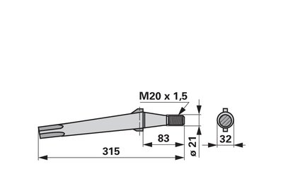 Nůž rotačních bran rovný Rotoitalia34x320 - 