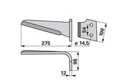 Nůž rotačních bran pravý Rotoland 330402