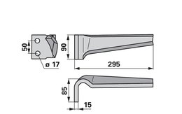 Nůž rotačních bran levý Sicma 90x15x295