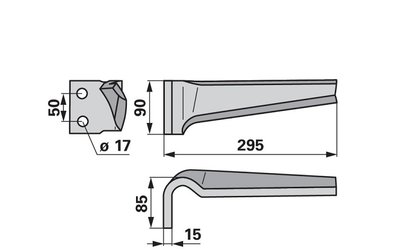 Nůž rotačních bran levý Sicma 90x15x295 - 