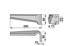  Nůž rotačních bran pravý Sicma 90x15x295