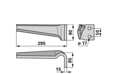  Nůž rotačních bran pravý Sicma 90x15x295 - 
