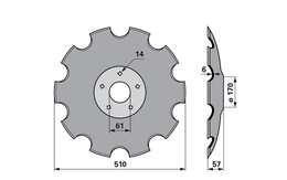  Disk podmítače ozubený, 510 mm SIMBA P11462,95341