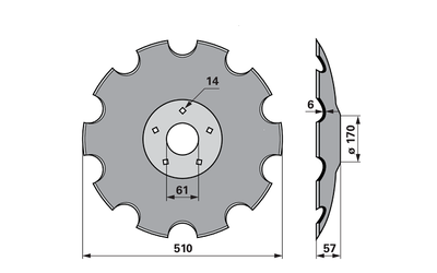  Disk podmítače ozubený, 510 mm SIMBA P11462,95341 - 