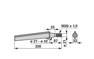 Nůž rotačních bran rovný Slam 32x315 M20 - 