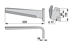 Nůž rotačních bran pravý Sulky 980146