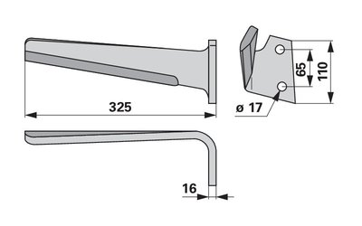 Nůž rotačních bran pravý Sulky 980146 - 