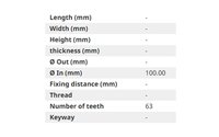 Ozubené kolo Z=63 - Ø 100 mm - 