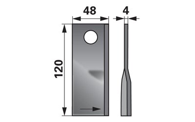 Nůž rotačky levý (25ks) 120x48x4, d=18,5 - 