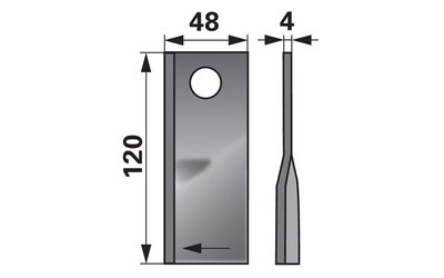 Nůž rotačky pravý (25ks) 120x48x4, d=18,5 - 