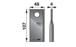 Nůž rotačky levý (20ks) 107x48x4, d=18,5