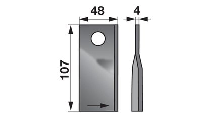 Nůž rotačky levý (20ks) 107x48x4, d=18,5 - 