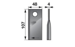 Nůž rotačky pravý (20ks) 107x48x4, d=18,5