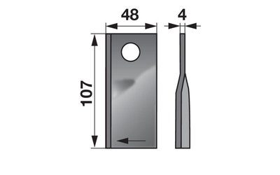 Nůž rotačky pravý (20ks) 107x48x4, d=18,5 - 