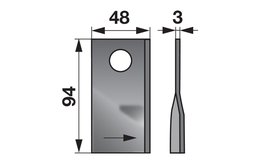 Nůž rotačky levý (25ks) 94x48x3, d=19,0