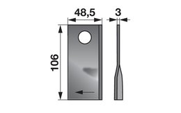 Nůž rotačky pravý (25ks) 106x48,5x3, d=19,0