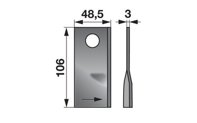 Nůž rotačky levý (25ks) 106x48,5x3, d=19,0 - 