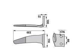 Nůž rotačních bran levý, s povrchovou úpravou Vigolo 931010042