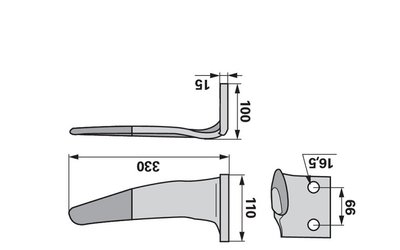 Nůž rotačních bran levý, s povrchovou úpravou Vigolo 931010042 - 