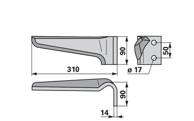 Nůž rotačních bran pravý Vogel & Noot 931010018 - 