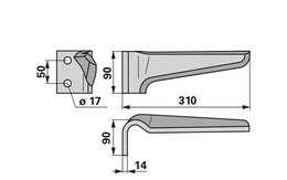 Nůž rotačních bran levý Vogel & Noot 931010019