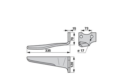 Nůž rotačních bran pravý Vogel & Noot 987245E - 